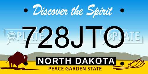 728JTO North Dakota License Plate
