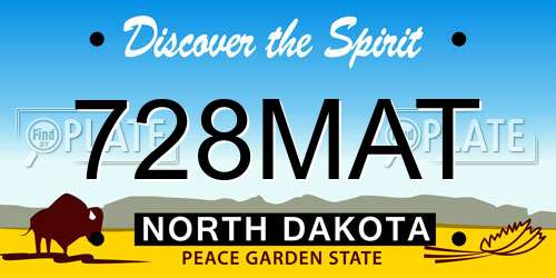 728MAT North Dakota License Plate