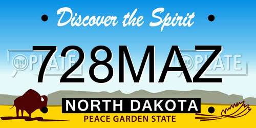728MAZ North Dakota License Plate
