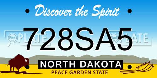 728SA5 North Dakota License Plate