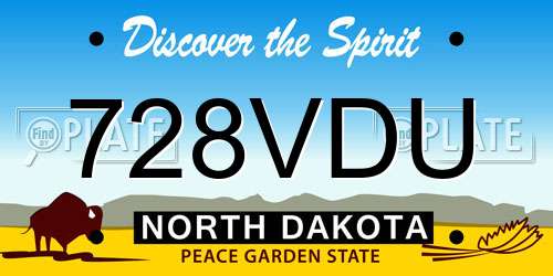 728VDU North Dakota License Plate