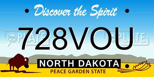 728VOU North Dakota License Plate