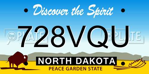728VQU North Dakota License Plate