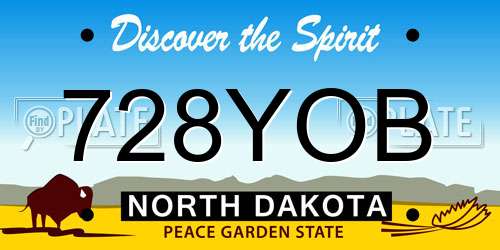 728YOB North Dakota License Plate