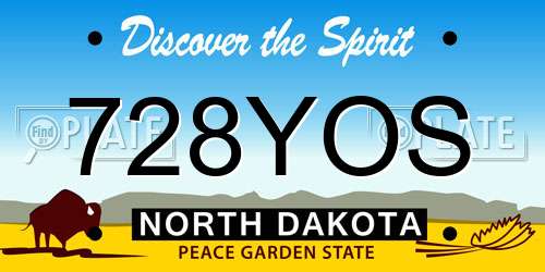 728YOS North Dakota License Plate