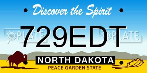 729EDT North Dakota License Plate