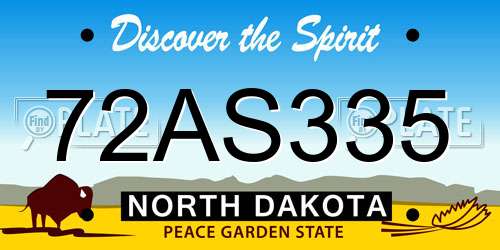 72AS335 North Dakota License Plate