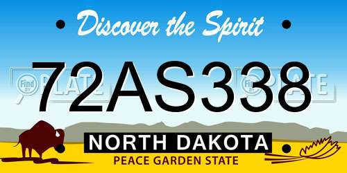 72AS338 North Dakota License Plate