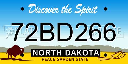 72BD266 North Dakota License Plate