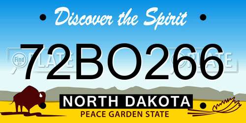 72BO266 North Dakota License Plate