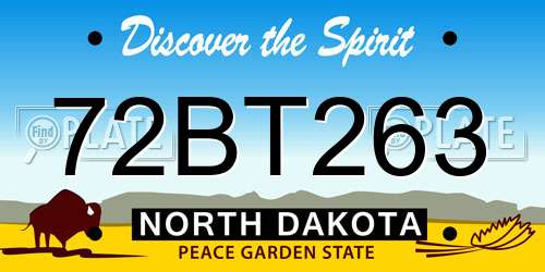 72BT263 North Dakota License Plate
