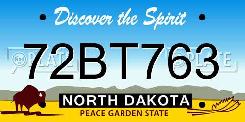 72BT763 North Dakota License Plate