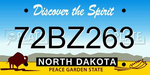 72BZ263 North Dakota License Plate