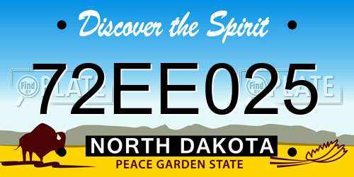 72EE025 North Dakota License Plate