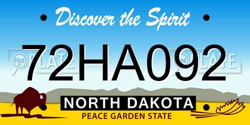 72HA092 North Dakota License Plate