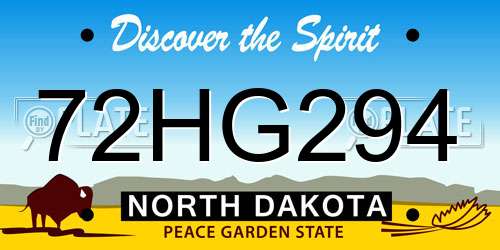 72HG294 North Dakota License Plate