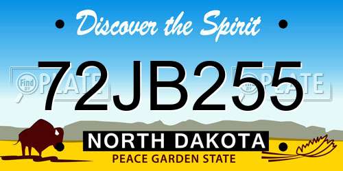 72JB255 North Dakota License Plate