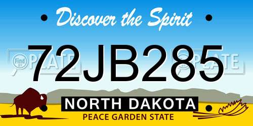 72JB285 North Dakota License Plate