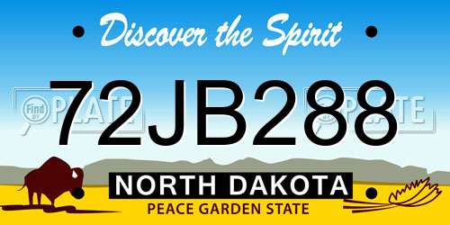 72JB288 North Dakota License Plate