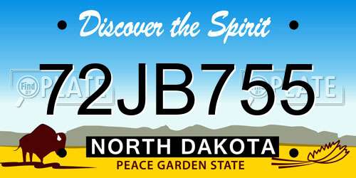 72JB755 North Dakota License Plate