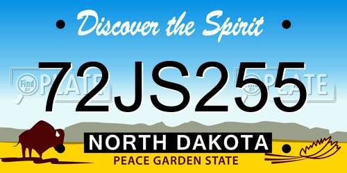 72JS255 North Dakota License Plate