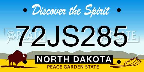 72JS285 North Dakota License Plate