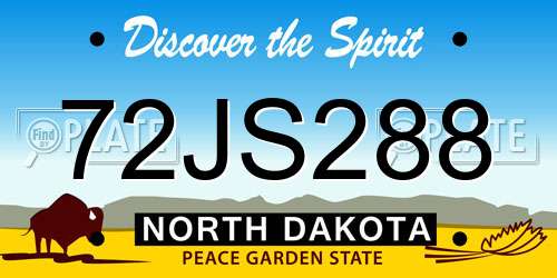 72JS288 North Dakota License Plate