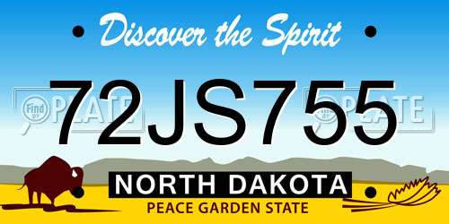 72JS755 North Dakota License Plate