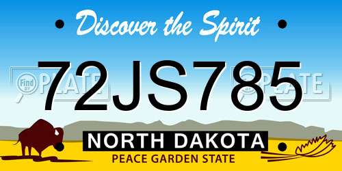 72JS785 North Dakota License Plate