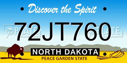 72JT760 North Dakota License Plate
