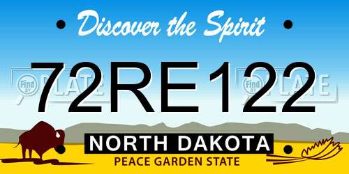 72RE122 North Dakota License Plate