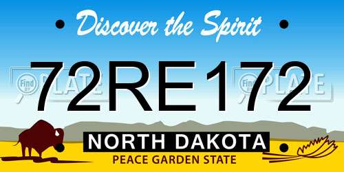 72RE172 North Dakota License Plate
