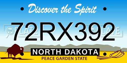 72RX392 North Dakota License Plate