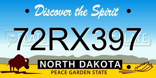 72RX397 North Dakota License Plate