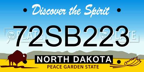 72SB223 North Dakota License Plate