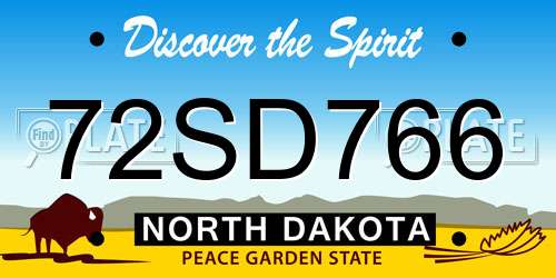 72SD766 North Dakota License Plate