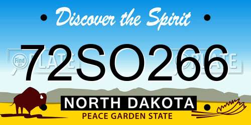 72SO266 North Dakota License Plate