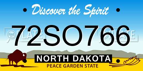 72SO766 North Dakota License Plate