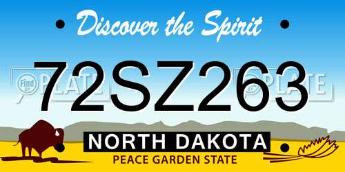 72SZ263 North Dakota License Plate