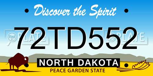 72TD552 North Dakota License Plate
