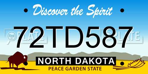 72TD587 North Dakota License Plate