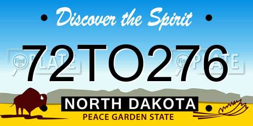 72TO276 North Dakota License Plate