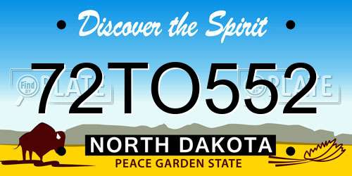 72TO552 North Dakota License Plate