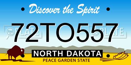 72TO557 North Dakota License Plate