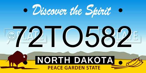 72TO582 North Dakota License Plate