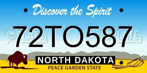 72TO587 North Dakota License Plate