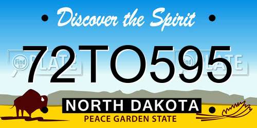 72TO595 North Dakota License Plate