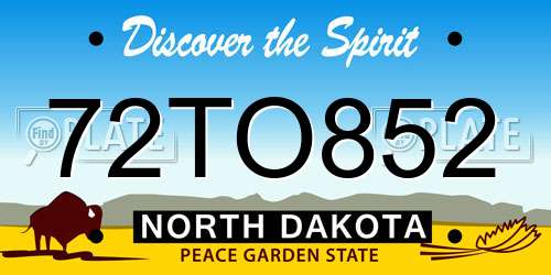 72TO852 North Dakota License Plate