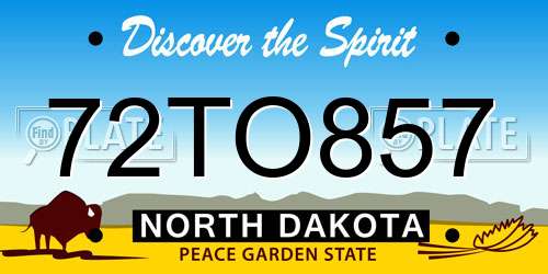 72TO857 North Dakota License Plate