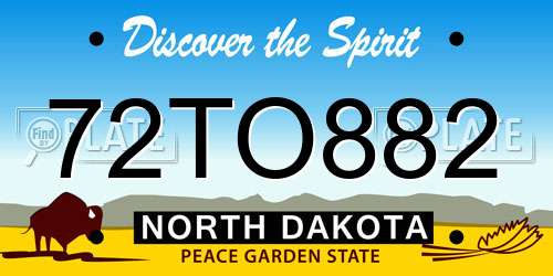 72TO882 North Dakota License Plate